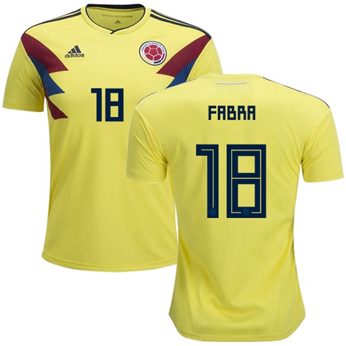 Colombia #18 Fabra Home Soccer Country Jersey